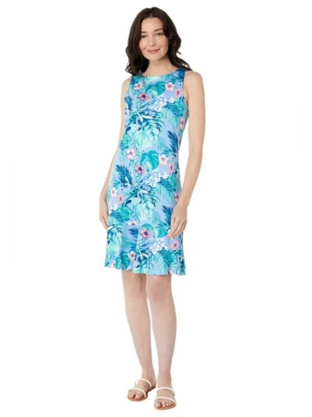 Tommy Bahama Darcy Hibiscus Haven Tropical Dress Light Sky Size S Small